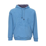 Hank Embossed Floral Hoodie // Blue (XS)