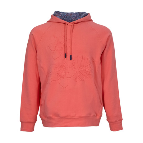 Hank Embossed Floral Hoodie // Melon (XS)