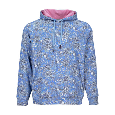 Hank Handcut Floral Hoodie // Blue (XS)