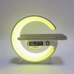 Wireless Charger Night Light Lamp, Speaker Alarm Clock // White