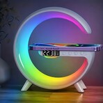 Wireless Charger Night Light Lamp, Speaker Alarm Clock // White