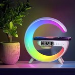 Wireless Charger Night Light Lamp, Speaker Alarm Clock // White