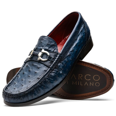 Ferrioni // Ostrich Bit Loafer // Navy (US: 8)