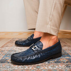 Ferrioni // Ostrich Bit Loafers // Navy (US: 11.5)