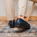 Ferrioni // Ostrich Bit Loafer // Navy (US: 9.5)