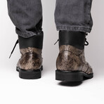 Renzo // Ostrich Boot // Stone Black (US: 9.5)