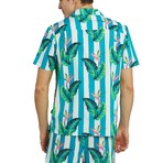 Gulf Stripes Performance Cabana Shirt // Turquoise (XS)