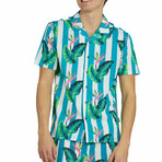 Gulf Stripes Performance Cabana Shirt // Turquoise (XS)