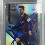 Lionel Messi // Autographed Trading Card + Framed Collage