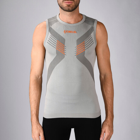 Iron-Ic // Sleeveless T-Shirt // Silver + Gray (S-M)