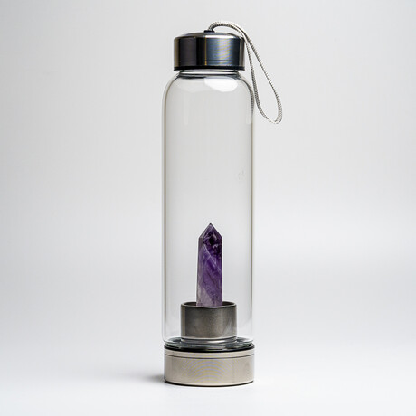 Genuine Amethyst Energy Crystal Water Bottle