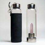 Genuine Rose Quartz Energy Crystal Water Bottle