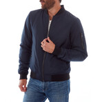 Lewis Sherpa Lined Bomber Jacket // Navy (L)