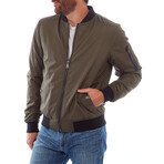 Lewis Sherpa Lined Bomber Jacket // Olive (S)