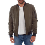 Lewis Sherpa Lined Bomber Jacket // Olive (XL)