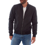 Lewis Sherpa Lined Bomber Jacket // Black (M)