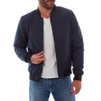 Lewis Sherpa Lined Bomber Jacket // Navy (L)