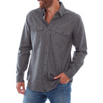 Mason Herringbone Flannel Shirt // Charcoal (L)