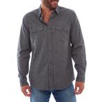 Mason Herringbone Flannel Shirt // Charcoal (L)