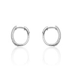 18K White Gold Diamond Hoop Earrings // New