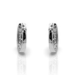 18K White Gold Diamond Hoop Earrings // New