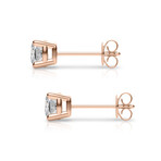 14K Rose Gold Cushion Cut Earth-Mined Diamond Stud Earrings // New