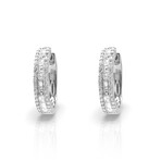 18K White Gold Diamond Hoop Earrings // New