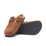 Capri Oiled Leather Clog Sandals // Brown (Euro: 43)