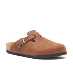 Capri Oiled Leather Clog Sandals // Brown (Euro: 43)