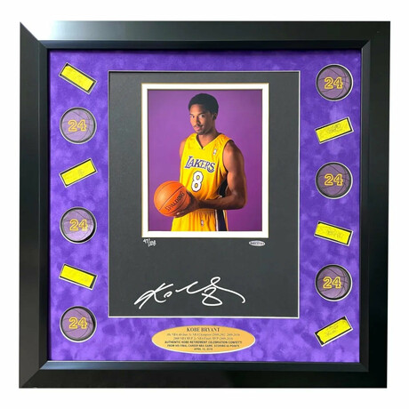 Kobe Bryant Autographed & Final Lakers Game Used Confetti Framed #D 1/1