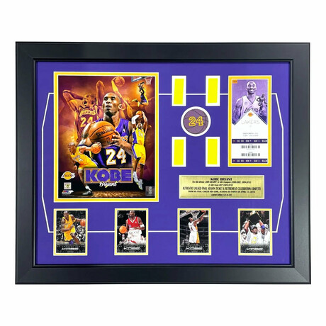 Kobe Bryant Final Lakers Game Confetti & Final Season Ticket Collage Framed #D/248