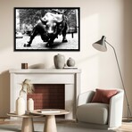 Wall Street Bull Black & White by Unknown Artist (18"H x 26"W x 1.5"D)