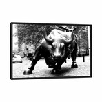 Wall Street Bull Black & White by Unknown Artist (18"H x 26"W x 1.5"D)