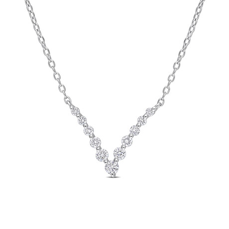 1/3ct TW Lab-Grown Diamond Graduated V Necklace in Platinum Sterling Silver // 18 in