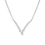 1/3ct TW Lab-Grown Diamond Graduated V Necklace in Platinum Sterling Silver // 18 in