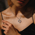 2ct TW Lab-Grown Diamond Open Heart Pendant with Chain in 14k White Gold // 17 in