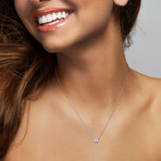 3/8ct TW Lab-Grown Diamond Halo Necklace in 14k White Gold // 17 in