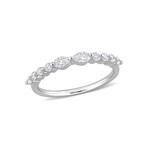 5/8ct TW Pear-Shaped and Round-Cut Lab-Grown Diamond Semi-Eternity Band in Platinum Plated Sterling Silver (6)