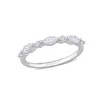 1/2ct TW Marquise and Round-Cut Lab-Grown Diamond Semi-Eternity Ring in Platinum Plated Sterling Silver (7)