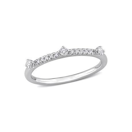 1/7ct TW Lab-Grown Diamond Semi-Eternity Ring // Platinum Plated Sterling Silver (5)