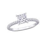 1 1/6ct TW Princess and Round-Cut Lab-Grown Diamond Solitaire Engagement Ring in 14k White Gold (8)