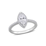 1 1/2ct TW Marquise and Round-Cut Lab-Grown Diamond Halo Engagement Ring in 14k White Gold (5)