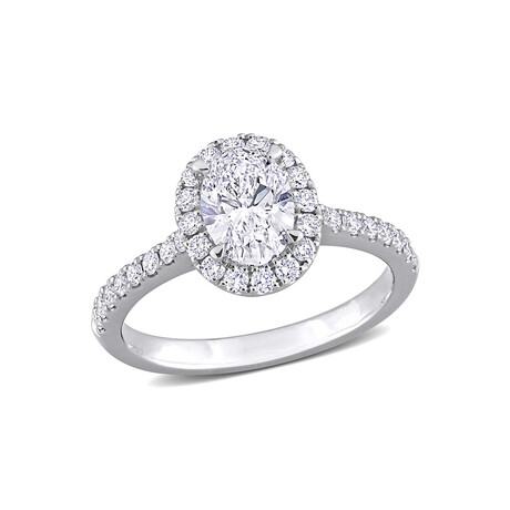 1 1/2ct TW Oval and Round-Cut Lab-Grown Diamond Halo Engagement Ring // 14k White Gold (5)