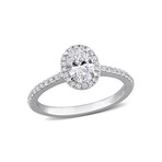 1ct TW Oval and Round-Cut Lab-Grown Diamond Halo Engagement Ring // 14k White Gold (6)