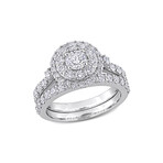 1 3/4ct TW Lab-Grown Diamond Double Halo Bridal Ring Set in 14k White Gold (7)