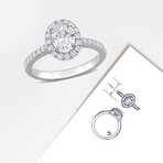 1 1/2ct TW Oval and Round-Cut Lab-Grown Diamond Halo Engagement Ring in 14k White Gold (8)