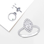 1 1/2ct TW Marquise and Round-Cut Lab-Grown Diamond Halo Engagement Ring in 14k White Gold (5)