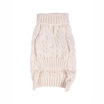 Small Shinola Pet Cable Knit Sweater // Ivory