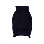 Small Shinola Pet Cable Knit Sweater // Navy