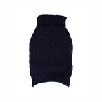 Small Shinola Pet Cable Knit Sweater // Navy